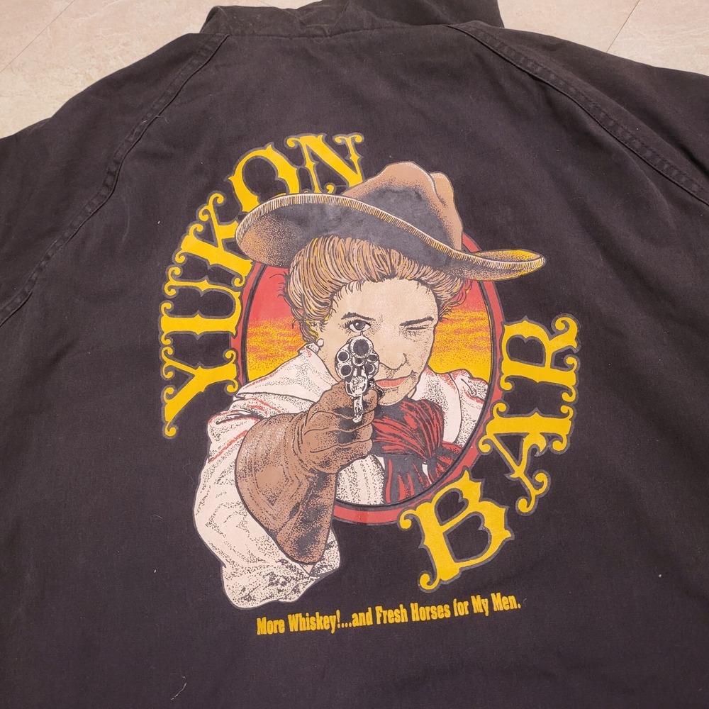 VTG‎ Yukon Bar Cowgirl Western Womans XL Fleece Lined USA Made Bomber Jacket